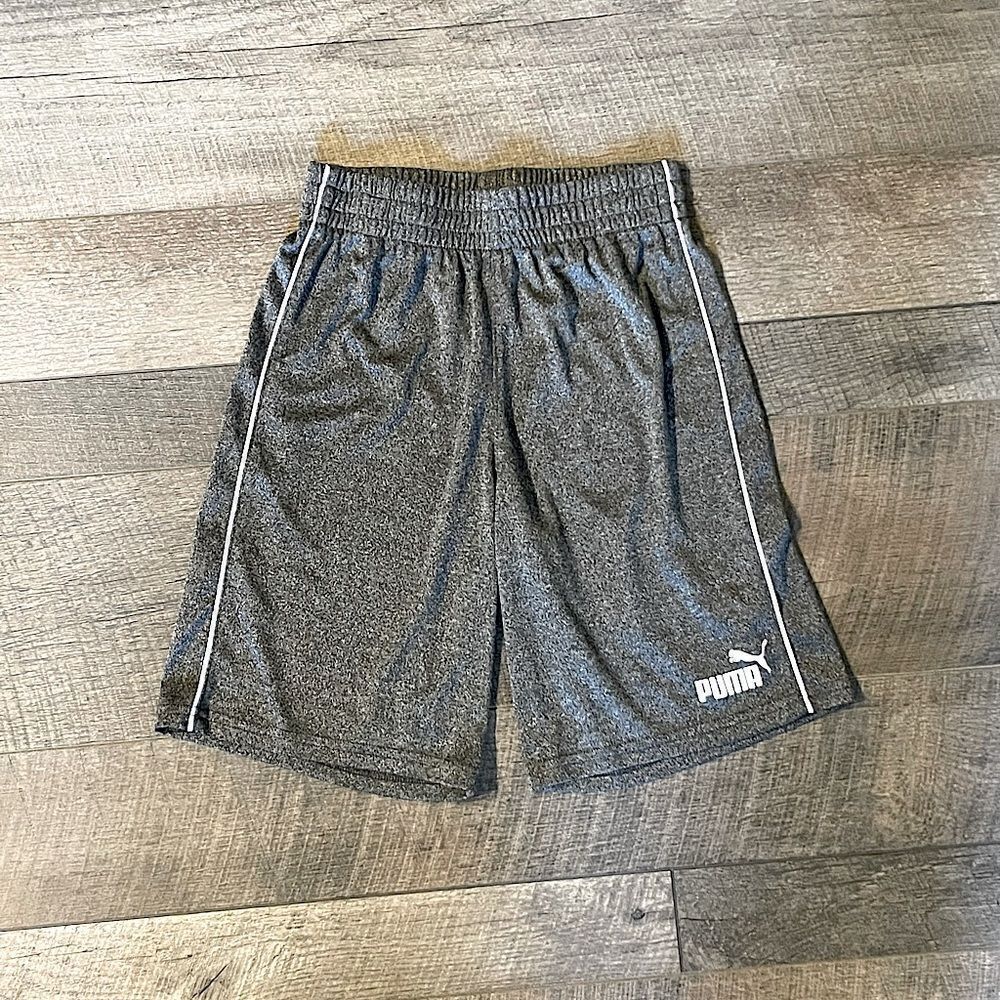 Youth, Heather-Gray, PUMA. Athletic Shorts. Size Medium (10/12).